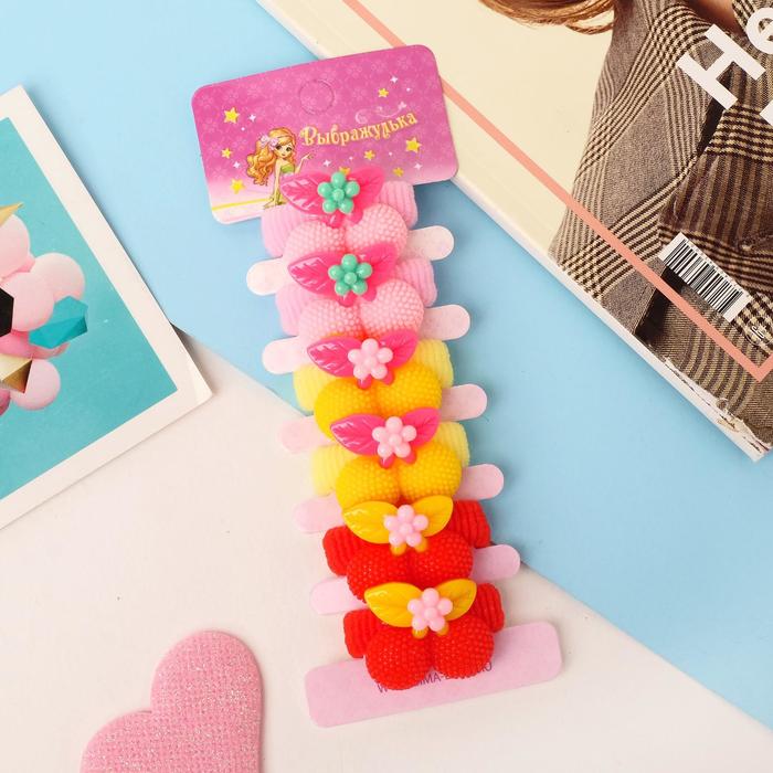Резинки для волос "Ягодинка" (набор 6 шт.), точка, вишенки