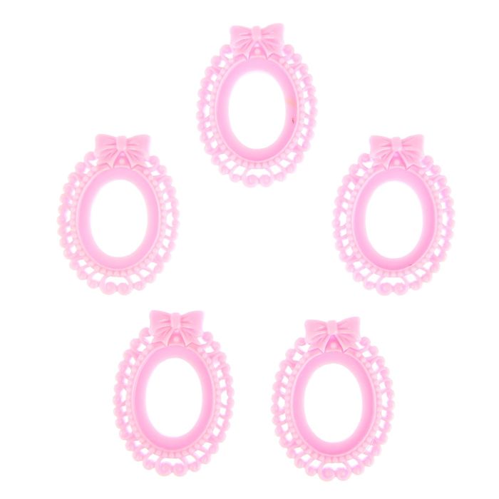 Основы для камей "С бантом" набор 5 шт нежно-розовый 3,8х2,7 см