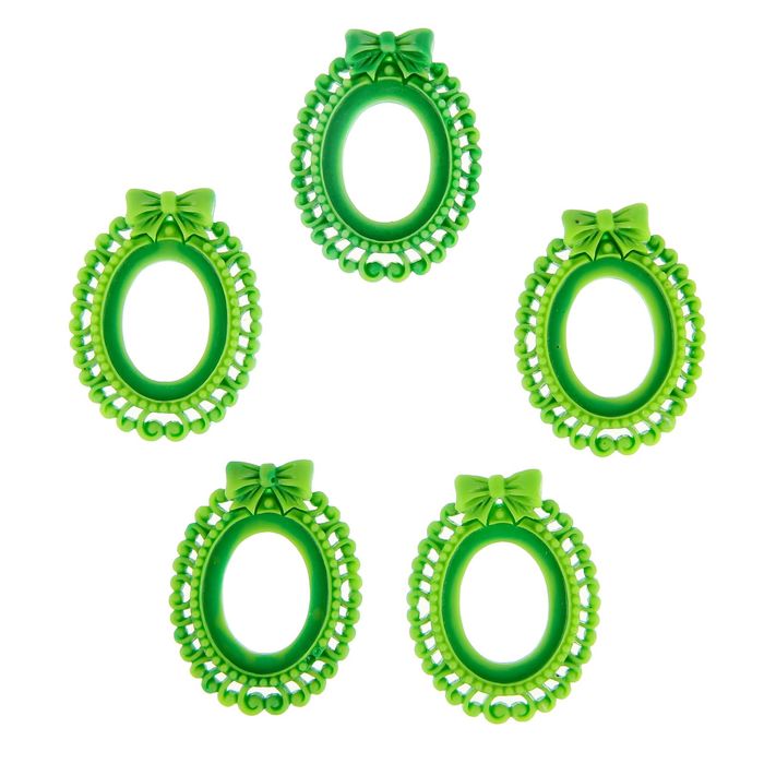 Основы для камей "С бантом" набор 5 шт зеленая 3,8х2,7 см