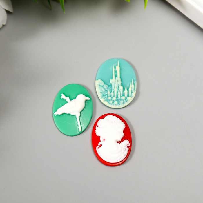 Набор камей "Замок" набор 10 шт бело-голубая 2,5х2 см