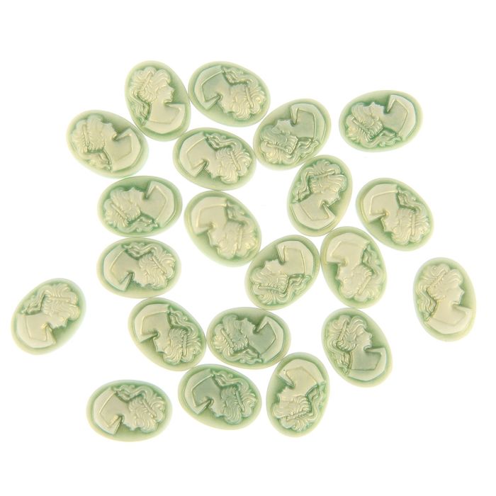 Набор камей "Муза" набор 20 шт нежно-зеленая 1,7х1,3 см