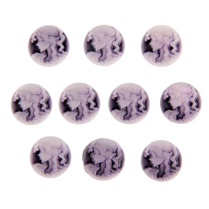 Набор камей "Муза" набор 10 шт фиолет 1,8х1,8 см