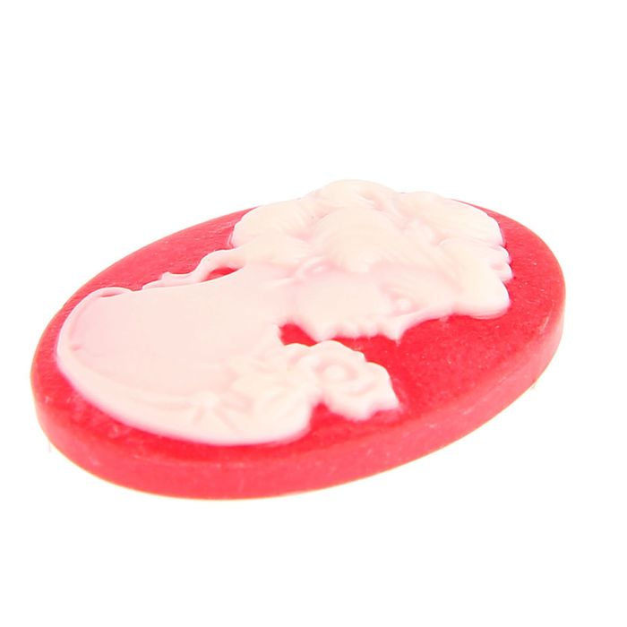 Набор камей ""Дама с цветком" набор 10 шт бело-красная 2,5х1,8 см