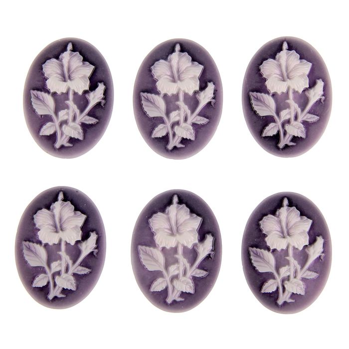 Набор камей "Лилия" набор 6 шт фиолетовая патина 4х3 см