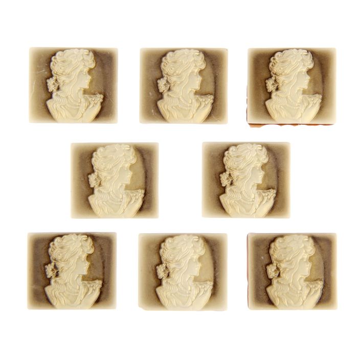 Набор камей "Леди" набор 8 шт золотая патина 2,9х2,5 см