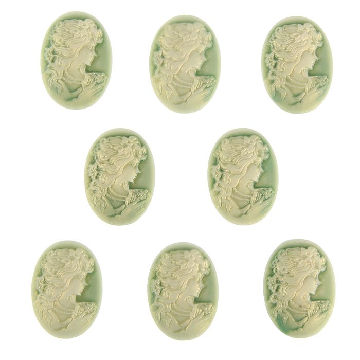 Набор камей "Афродита" набор 8 шт зеленая патина 3,2х2,4 см