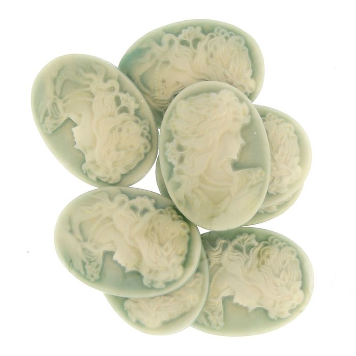 Набор камей "Афродита" набор 8 шт зеленая патина 3,2х2,4 см