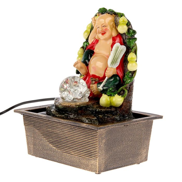 Фонтан "Хотей с тыквами", цветной 26х21х16 см