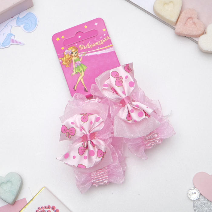 Резинки для волос "Рюши" (набор 2 шт.) бантики