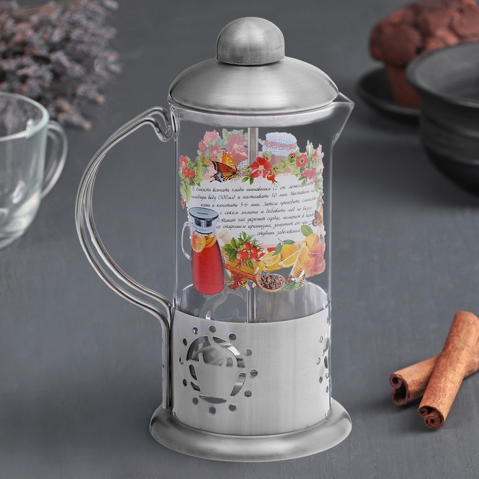 Френч-пресс 350 мл "Чай из плодов шиповника", с рецептом
