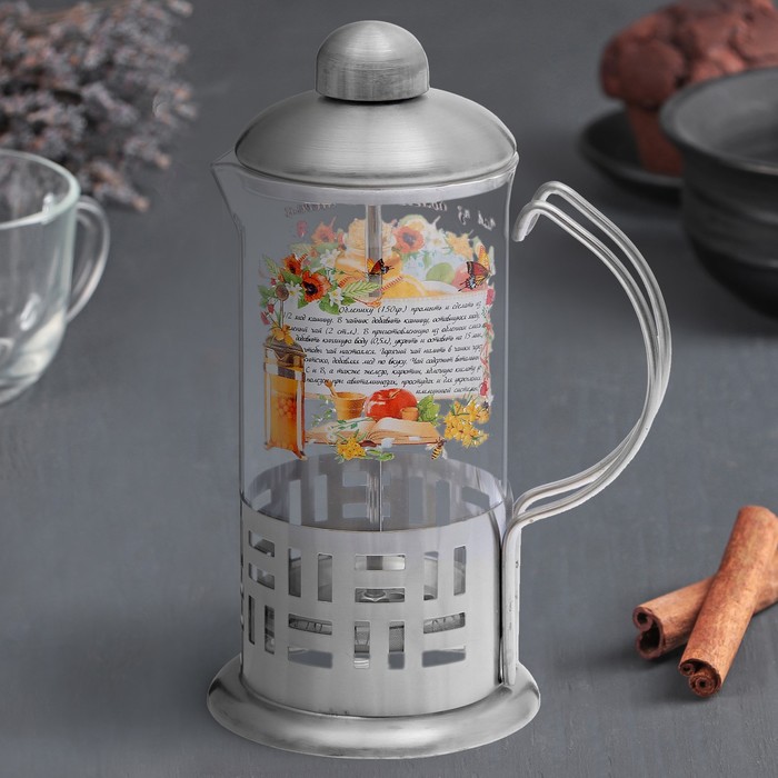 Френч-пресс 350 мл "Чай из облепихи с медом", с рецептом