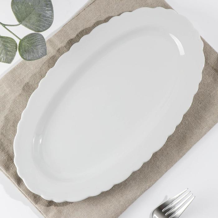 Тарелка 29 см «Классика», овальная, цвет белый