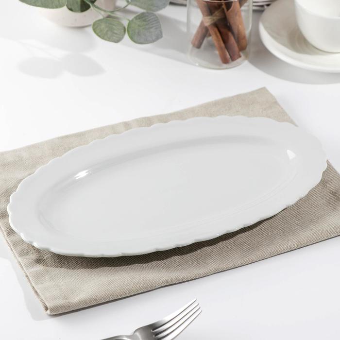 Тарелка 29 см «Классика», овальная, цвет белый