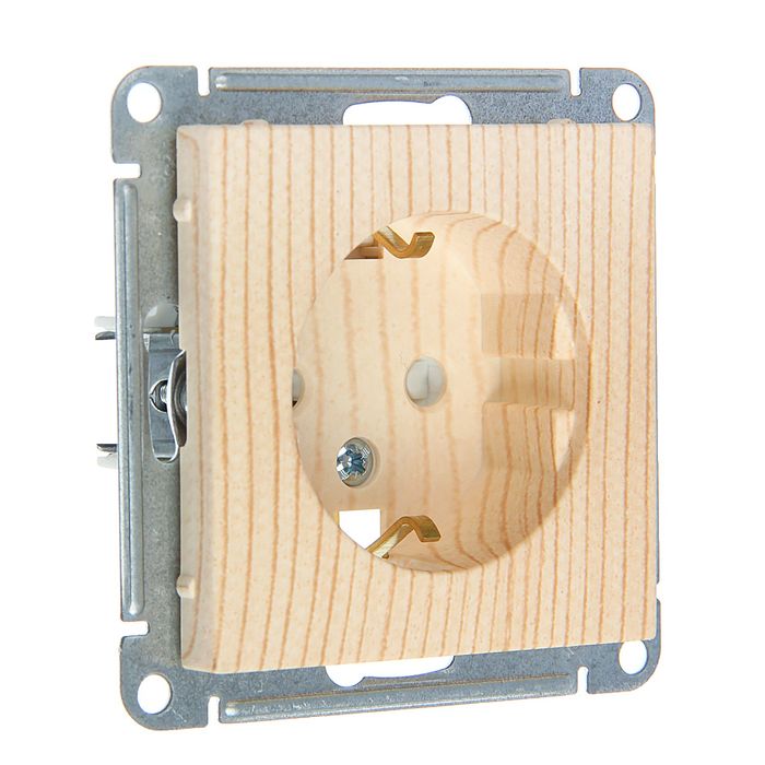 Розетка "W59" SchE RS16-152-7-86, 16 А, одноместная, скрытая, с з/к, цвет сосна