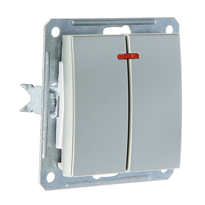 Выключатель "W59" SchE VS516-251-4-86, 16 А, 2 клавиши, скрытый, с индикатором, цвет шампань