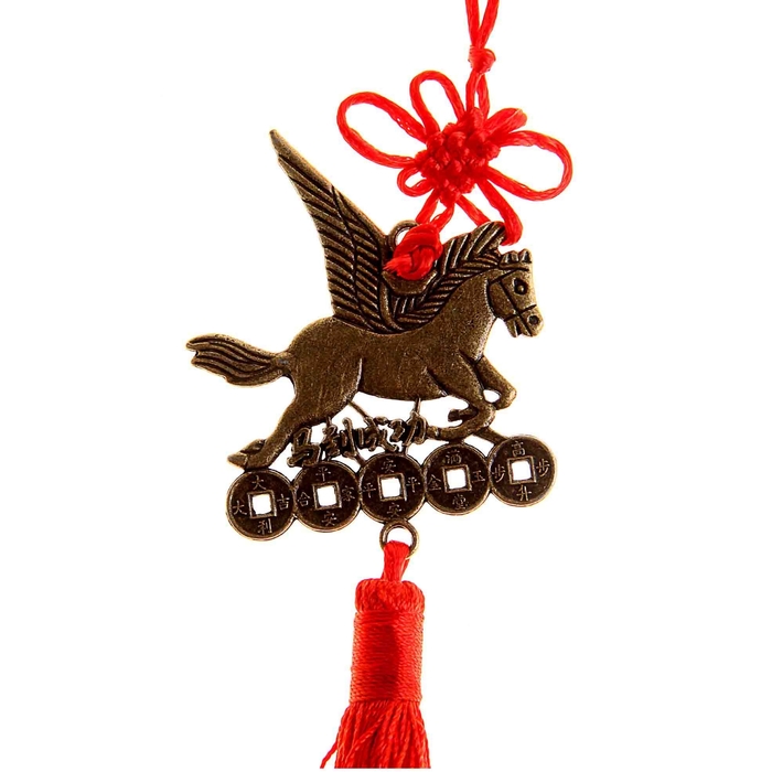 Подвеска с узлом счастья "Пегас на монетах" под бронзу