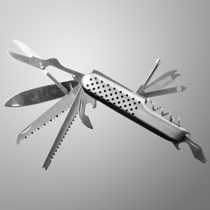 фото Нож швейцарский "дорожный" 11в1 рукоять перфорированная