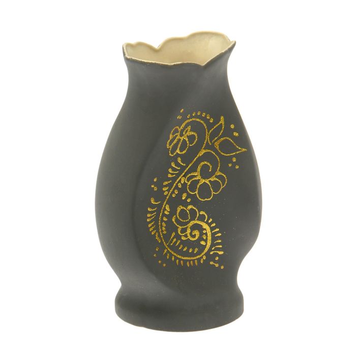 Ваза "Тайна" ветка, ромашки, акрил, серая