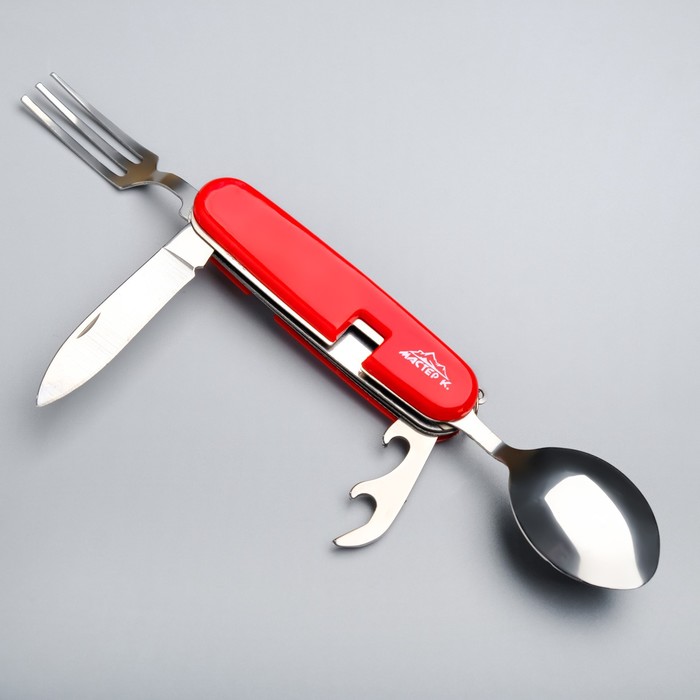 фото Набор туриста 6в1: 2 ножа, ложка, вилка, штопор, открывалка