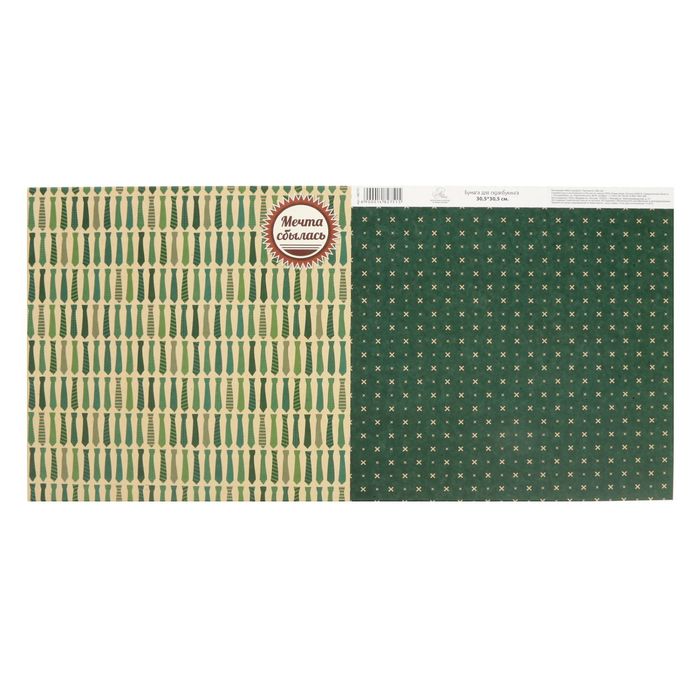 Бумага для скрапбукинга «Мечта сбылась», 30,5 х 30,5 см 180 г/м