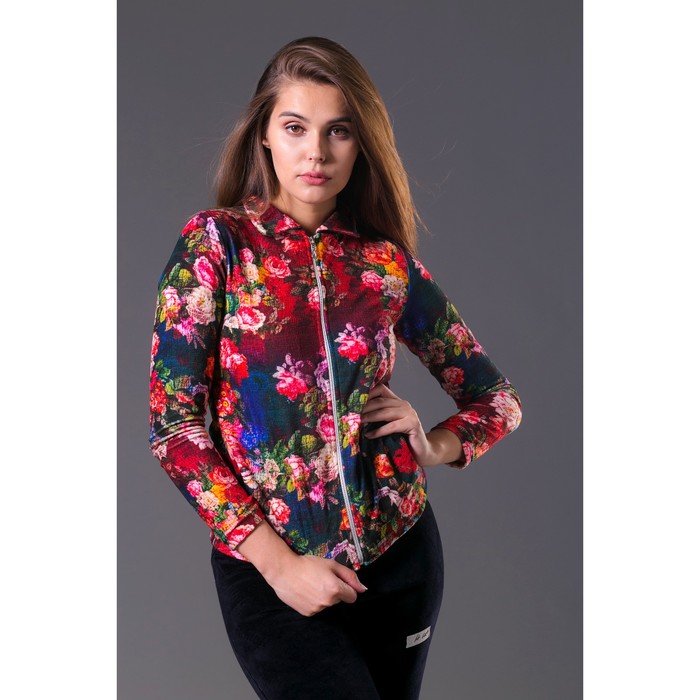 Костюм женский велюровый Влада цветы МИКС, р-р 44