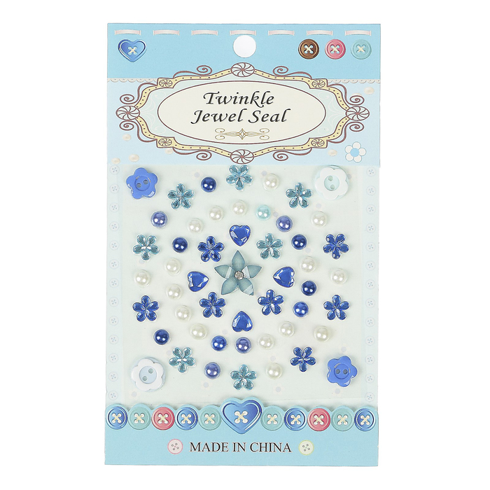 Наклейка пластик "Цветочки, жемчуг, пуговки" МИКС 16,5х10 см