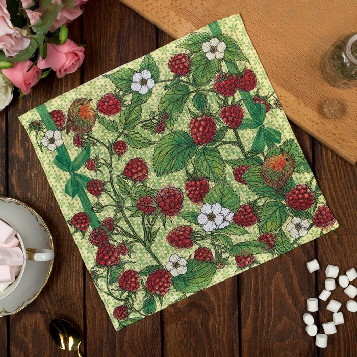 Салфетка "Доляна" Малина 30*30 см, 100% хлопок, рогожка 162 г/м2