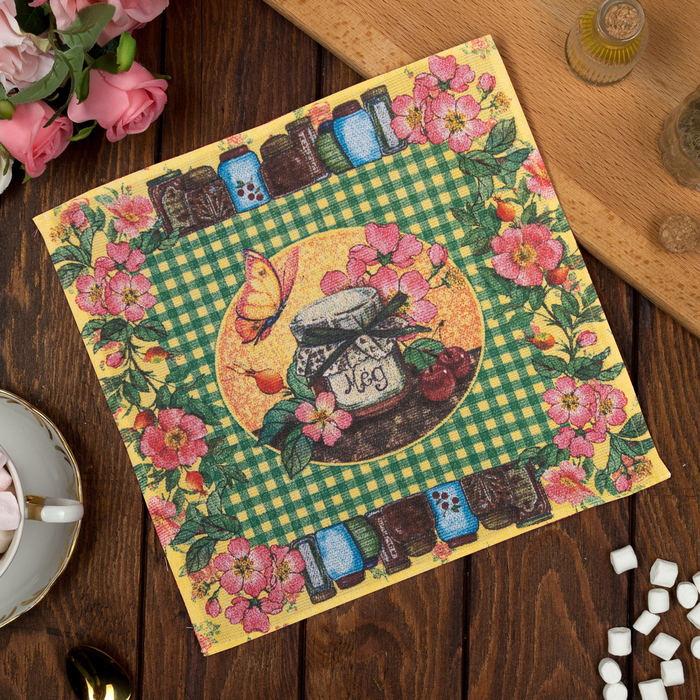 Салфетка "Доляна" Мёд 30*30 см, 100% хлопок, рогожка 162 г/м2