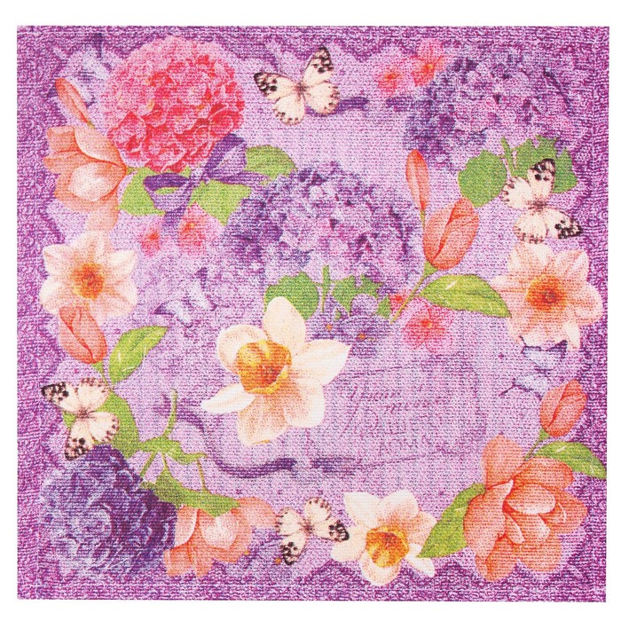 Салфетка "Доляна" Гортензия 30*30 см, 100% хлопок, рогожка 162 г/м2