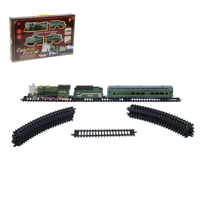 Железная дорога "Паровоз пассажирский", со светозвуковыми эффектами, протяжённость пути 4,02 м