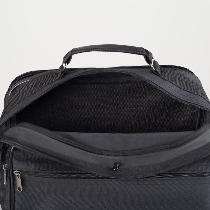 Сумка мужская на молнии, 2 отдела, 2 наружных кармана, цвет чёрный