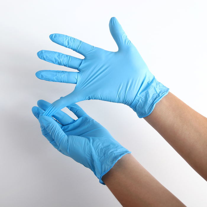 Перчатки нитриловые 100 шт, размер S "Стандарт", цвет голубой