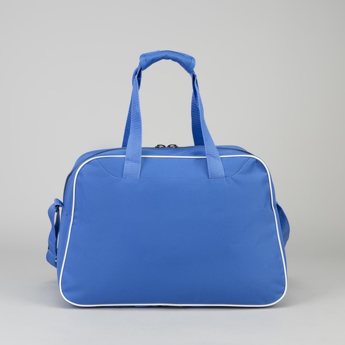 Сумка спортивная 44*23*30, 1 отдел на молнии, н/карман, длинный ремень, голубой