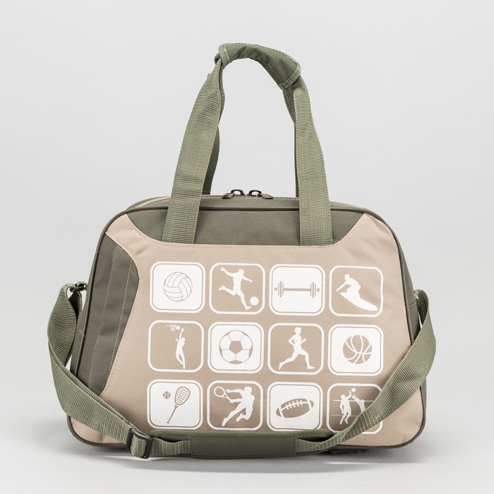 Сумка спортивная, отдел на молнии, наружный карман, длинный ремень, цвет хаки