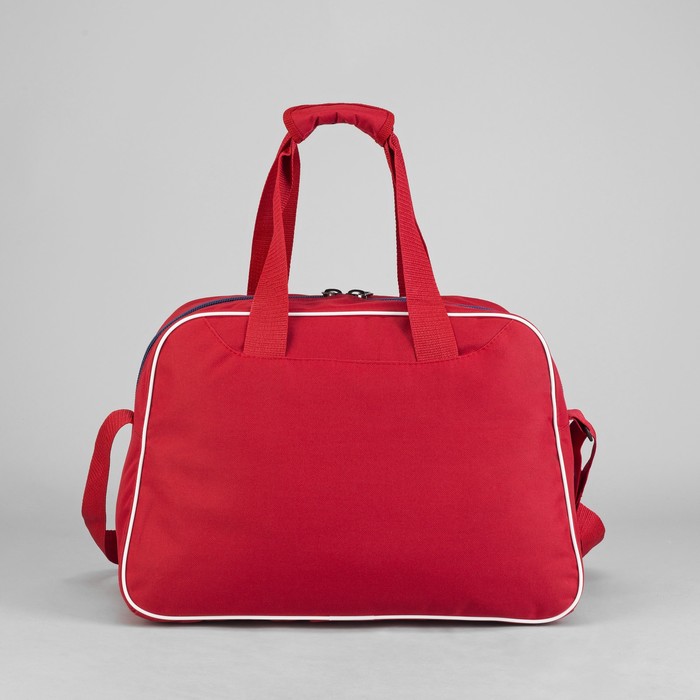 Сумка спортивная 44*23*30, 1 отдел на молнии, н/карман, длинный ремень, красный