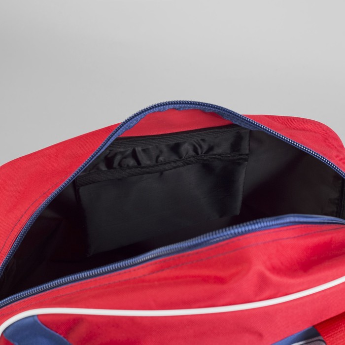 Сумка спортивная 44*23*30, 1 отдел на молнии, н/карман, длинный ремень, красный