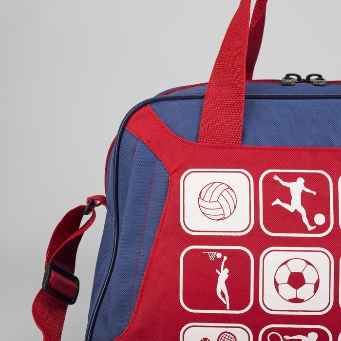 Сумка спортивная 44*23*30, 1 отдел на молнии, н/карман, длинный ремень, синий