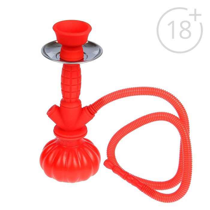 Кальян силиконовый Tomato, 27 см, 1 трубка, колба-тыква красная, шахта красная