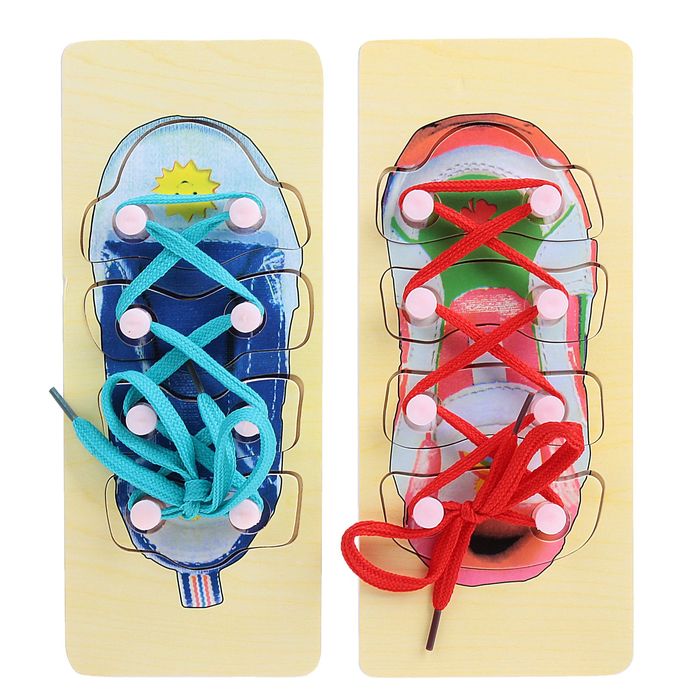 Шнуровка "Ботинок", 4 вкладыша и шнурок, МИКС