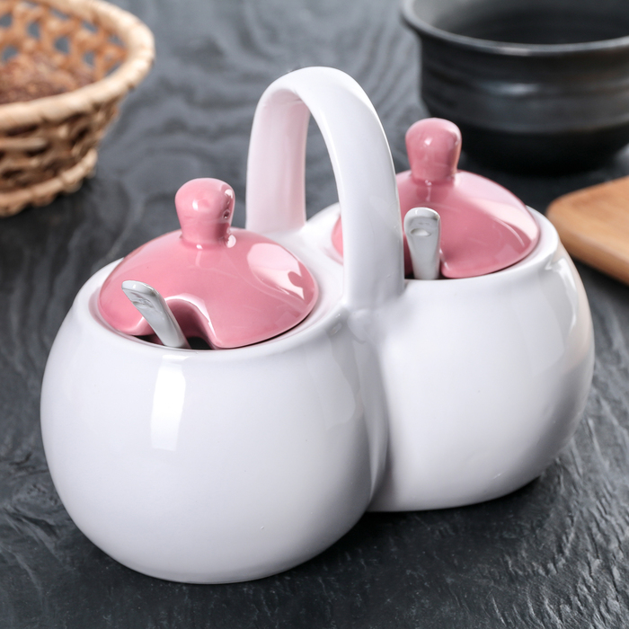 Банка для специй "Милена": 2 секции 200 мл, 2 ложки