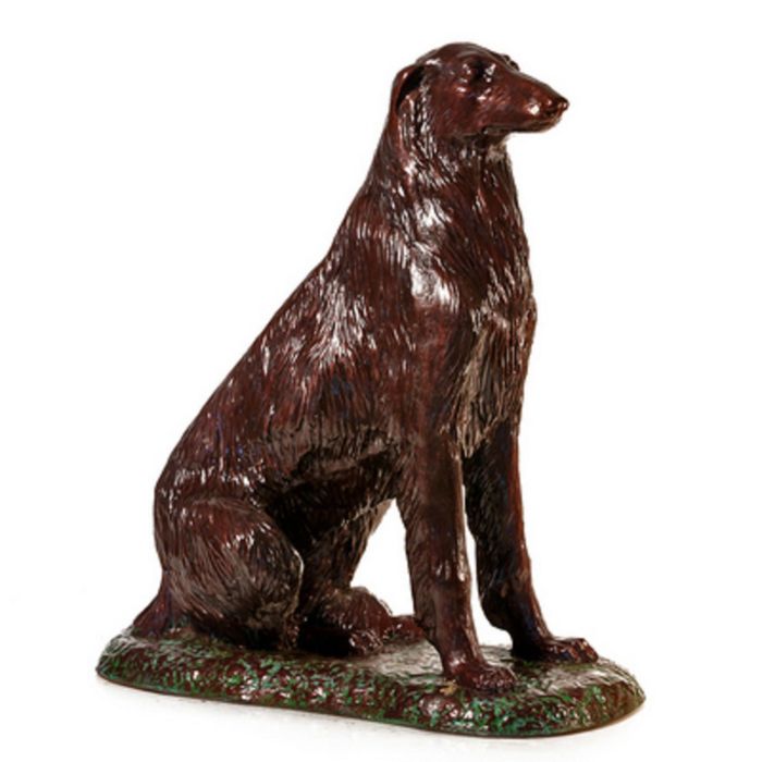 Садовая фигура "Борзая сидит" под бронзу