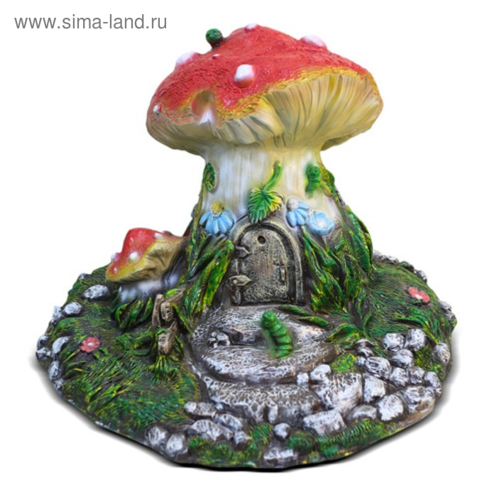 Садовая фигура Гриб домик садовая фигура гриб подосиновик с ежами 27х37х37см