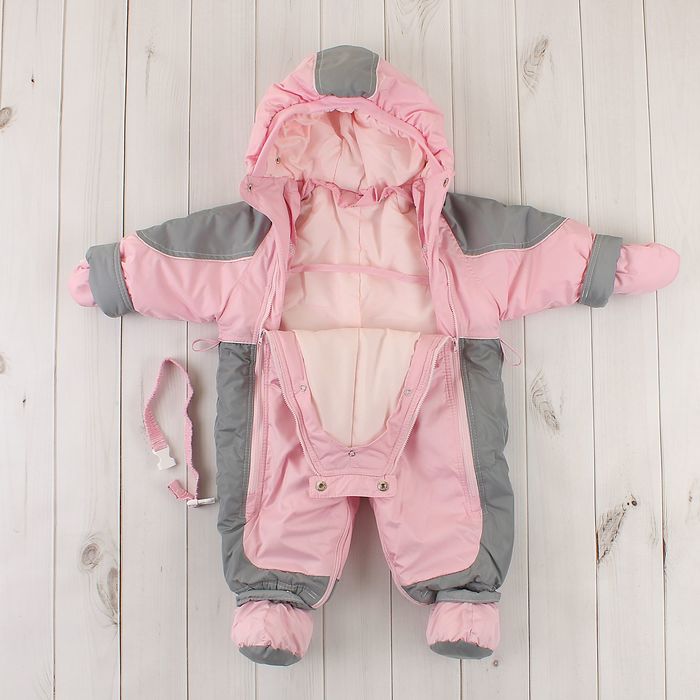Комбинезон-трансформер меховой "Кроха", рост 86 см, цвет розовый 13256_М