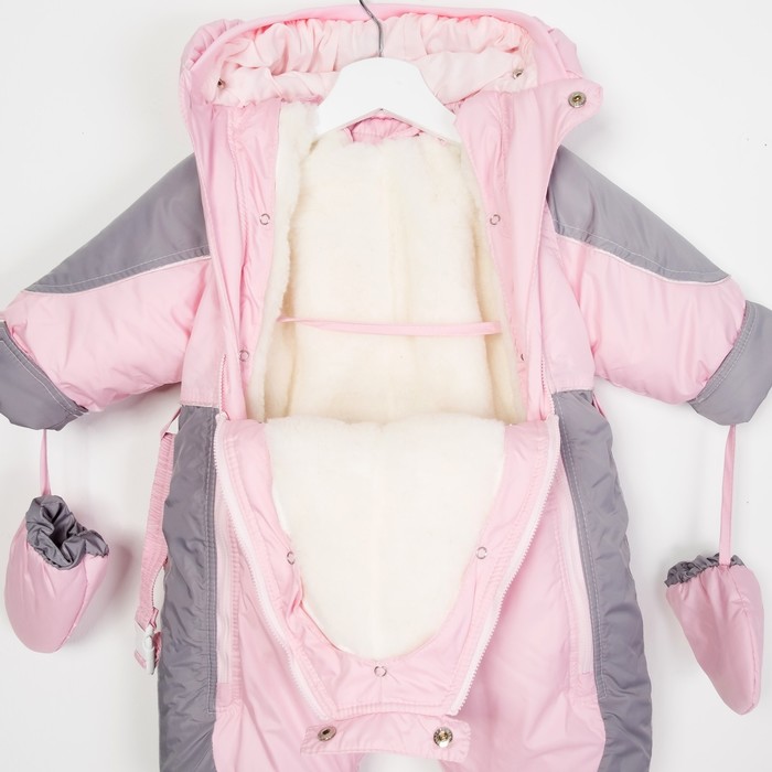 Комбинезон-трансформер меховой "Кроха", рост 86 см, цвет розовый 13256_М