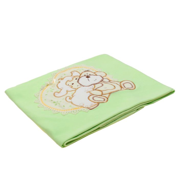 Плед трикотажный с аппликацией, размер 90*90 см, цвет зелёный 30004