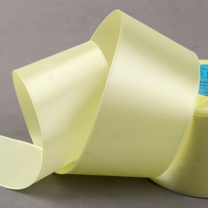 Лента атласная, 50мм, 33±2м, №009, цвет светло-жёлтый