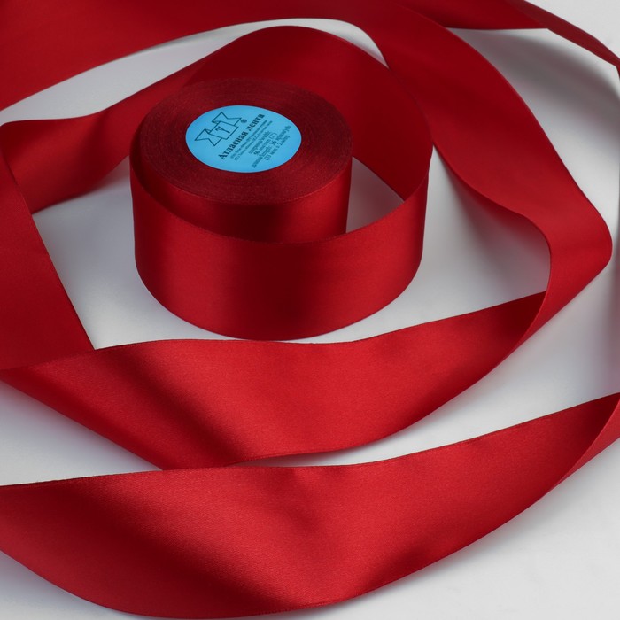 Лента атласная, 50мм, 33±2м, №065, цвет красный