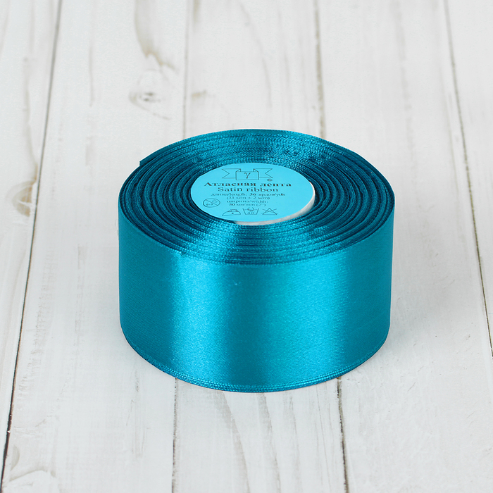 Лента атласная, 50мм, 33±2м, №074, цвет ярко-голубой