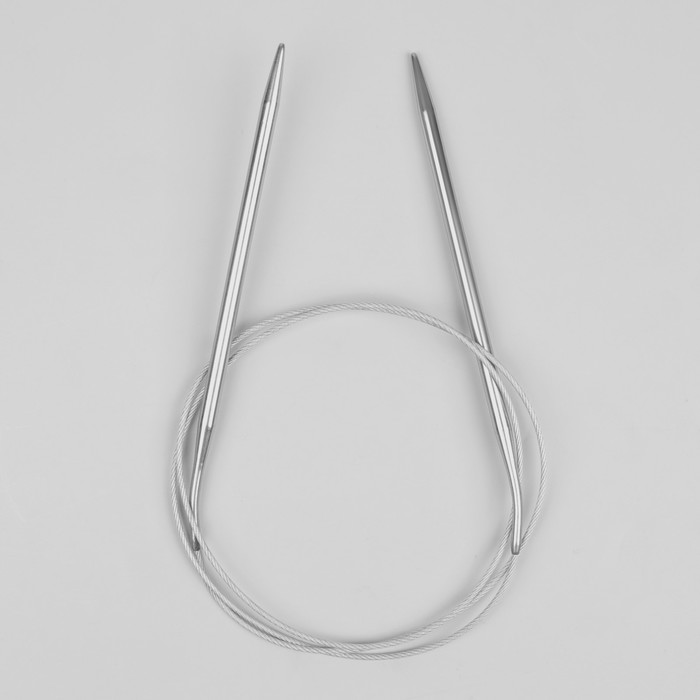 Спицы для вязания, круговые, с металлической леской, d=5мм, 80см