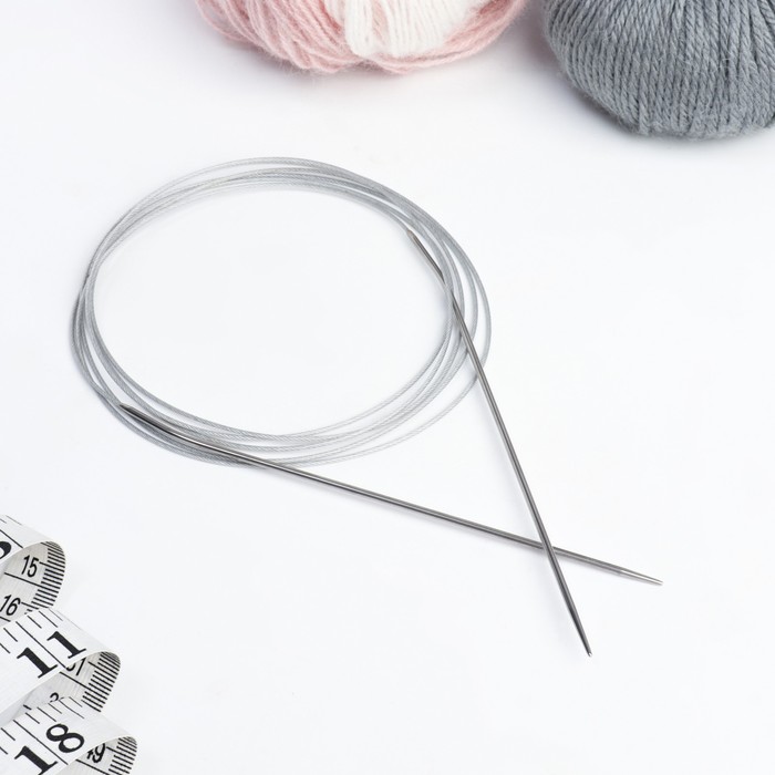 Спицы для вязания, круговые с металлической леской, d=2мм, 200см
